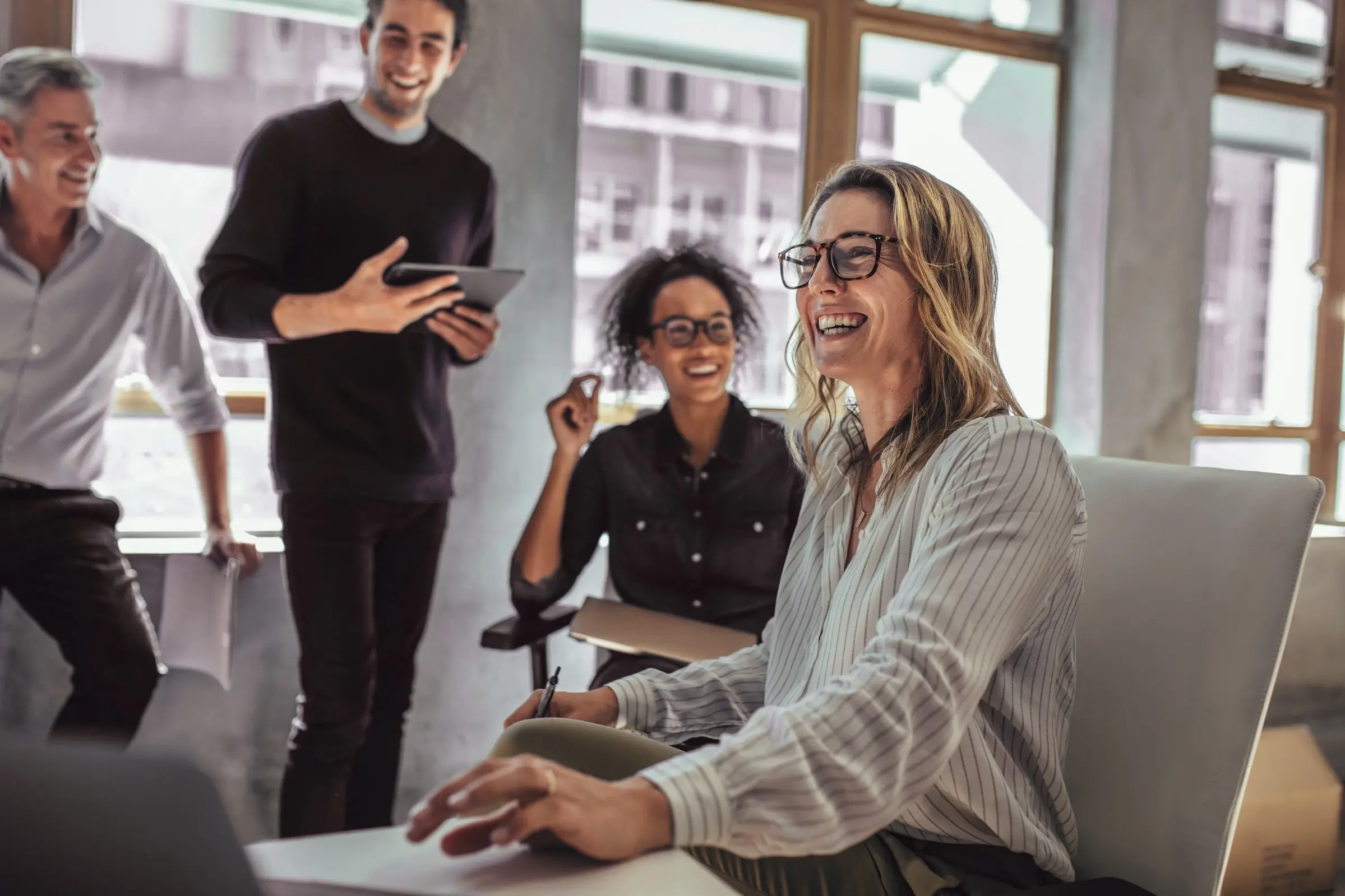 woman smiling in corporate environment